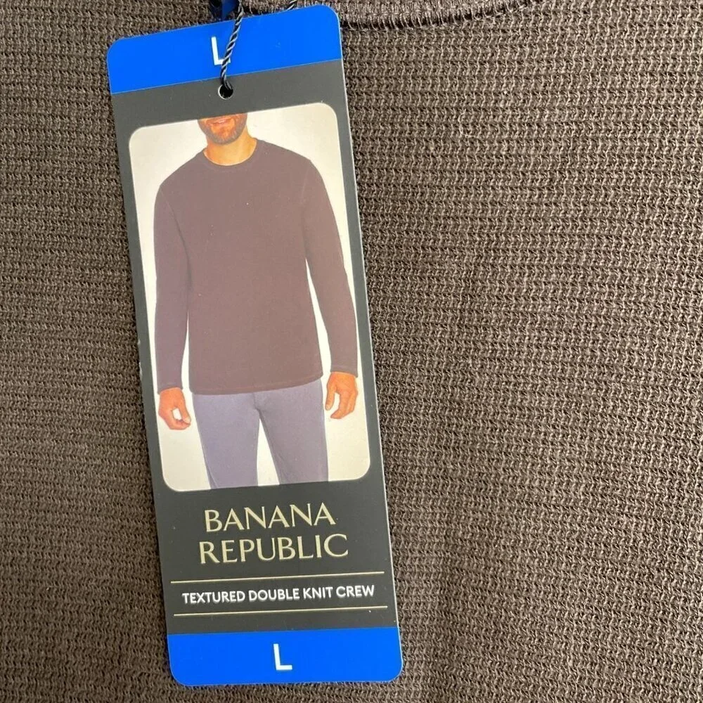 NEW Banana Republic Men's L Textured Double Knit Crew Long Sleeve Sweatshirt